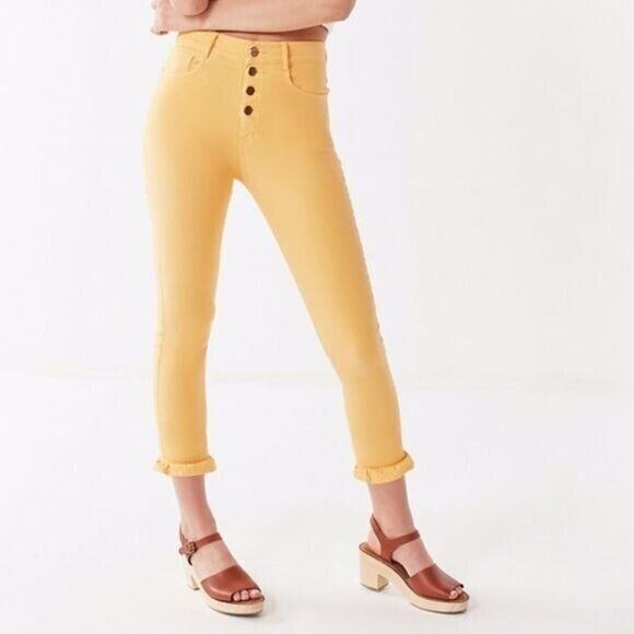 new NWT Sz XS 0-2 yellow Capulet Imogen Cropped Ruffle Jean - Picture 2 of 8